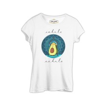Yoga - Avocado Inhale Beyaz Kadın Tshirt