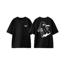 Thewert Lil Peep 4 Tasarım Sırt Baskılı Pamuk Siyah Oversize T-shirt