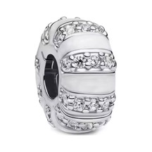 Fubena Mini Beyaz & Taşlı Klips Gümüş Charm