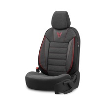 Toro Design Ortopedik Ekstra Destekli Oto Koltuk Kılıfı Özel Pamuklu Kumaş Tam Set Siyah-kırmızı Genel