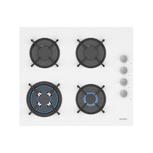 Simfer 3509 60CM Ankastre Beyaz Cam Ocak 3G+1Wok Emaye Izgara