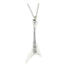 Diyez Müzik Rock Tarzı Gümüş Gitar Kolye