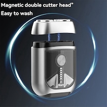 Ulzyvf Tıraş Şarj Manyetik Makinesi Gümüş Elektrikli Edilebilir Çift Başlı Be