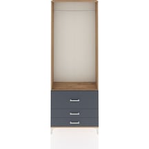 Arges Dolap Tek Raflı 3 Çekmeceli Tek Askılı 88x30x243 Çam-an... Çam