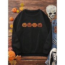 Startmore Punk Pumpkin & Slogan Graphic Siyah Siyah