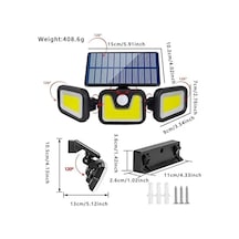 Üçlü Solar Led Projektör Beyaz Işık Sensörlü Dış Mekân Aydınlatma 5468