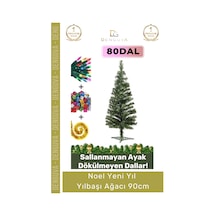 Yılbaşıağacı Yılbaşı Çam Ağacı Sık Yapraklı Kaliteli Dekoratif Yeşil Ayaklı Yeni Yıl Noel Paket 90 Standart