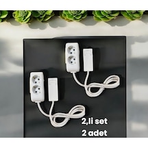 Ekonomik 2 Li Set Uzatma Kablosu 1.5m Ultra İnce Fişli, Dar Alan Uyumlu, Çocuk Korumalı, Topraklamalı Grup Priz 1.5 M