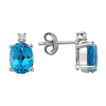 Sirius Mavi Topaz Ve Pırlanta Taşlı Küpe  0804E0054