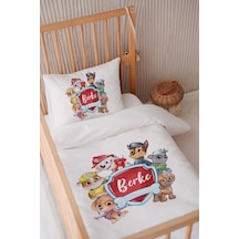 %100 Pamuk Saten Isme Özel Isimli 100x150 Bebek Yatak Nevresim Seti Köpek Kahramanlar Takımı