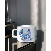 Küçük Mavi Horoz Tasarımlı Çay Fincanı
