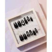 Louésse Obsidian Shine Takma Tırnak Seti 12 Li Siyah Ombre Taşlı & Parlak Geçişli Şık Model