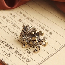 Jms Heykeli Heykelcik Zenginlik Pirinç Dekor Refah Çin Tarzı Süs Qilin Ejderha Şans Hayvan Fengshui Vintage