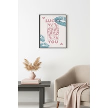 Doğal Ahşap Çerçeveli Retro Tablo - Boho Tarzı Kadın Portresi - Pembe Huhu2553