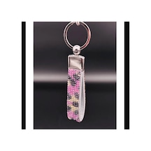 Leopar Pembe Taşlı Anahtarlık