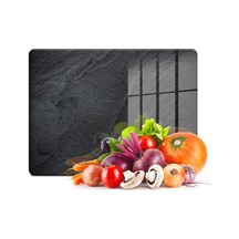 Cam Kesme Tahtası Ve Sunumluk Siyah Taş Desenli 30x40 Cm Çok Renkli