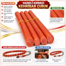 Hareli Galalith - Hareli Damarlı Kehribar Çubuk - Kırmızı Hareli