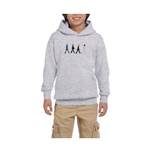 Zepplin Giyim The Beatles Abbey Road Cartoon Gri Çocuk Kapşonlu Sweatshirt Gri