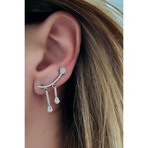 Pırlanta Işıltısında Zirkon Taşlı Gümüş Earcuff Tek Küpe N11.75979