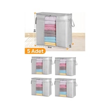 5 Adet - Pencereli Saklama Çantası 50 X 45 X 30 Cm - Gri Benekli Polipropilen 75 X 40 Gri Diğer