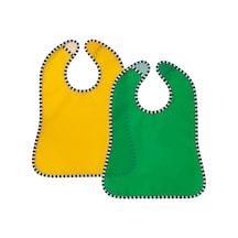 2 Adet Cırtlı Mama Önlüğü 28,5x38,5 Cm İkea 2'li Set Çocuk Yemek Önlüğü Sarı-yeşil Önlük