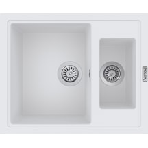 Polex Cristalüx Granit Evye P-04 Beyaz 1.5 Gözlü Tezgah Altı Ve Tezgah Üstü Kare Mutfak Evyesi 59.5x49 CM