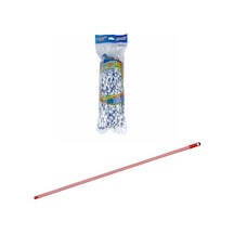 Elmop Pm03 Yedek Pamuklu Mikrofiber Islak Vidalı Mop Takımı Beyaz - Mavi