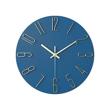 Mavi Altın Harfli Duvar Saati 30cm B Diğer