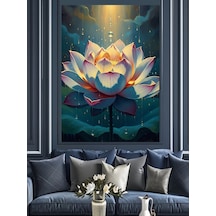 Ahşap Tablo Suyun İçinde Parlayan Lotus Çiçeği