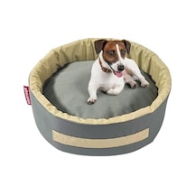Küçük Irk Köpek Yatağı Ve Kedi Yatağı Antrasit Bej 45 Cm