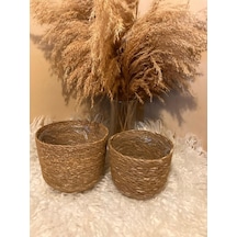 2li Hasır Silindir Saksılık Küçük Boylar