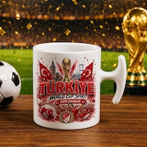 Bk Gift Türkiye Taraftar Temalı Dünya Futbol Kupası Tasarımlı Hammer Kupa Bardak-9 Tek Yürek Milli Takım Ruhu Beyaz