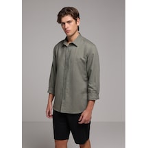 Colin's Colins Regular Fit Shirt Neck Düz Erkek Yeşil Uzun Kol Gömlek Cl1080088 Q1.v2 Kha Haki