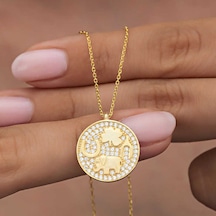 Gümüş Gold Fil Motifli Şans Kadın Kolye Altın