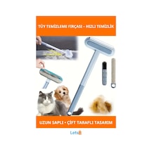 Uzun Saplı Ergonomik Evcil Hayvan Tüy Temizleme Fırçası Çift Taraflı Mikrofiber