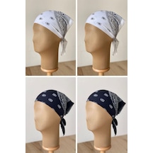 Pamuklu Klasik Desen Unisex 4lü Bandana Seti Renkli Bandana Etnik Desenli A Kalite Bandana Kırmızı - Mor
