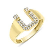 Fiyonk Kuyumculuk 14 Ayar Altın Taşlı Ü Harfli Yüzük 001