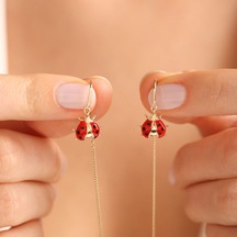 Sembol Gold 14 Ayar Altın Ladybug Küpe