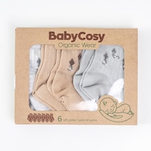 Babycosy Organic Wear Csyc1010 Bebek 6'lı Çorap %100 Organik Pamuk Bebek - Yenidoğan - Csyc1010 Karışık