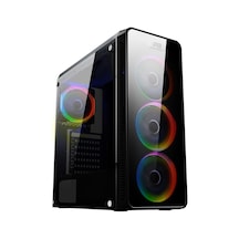 Powerboost VK-G3904S USB 3.0 Full Siyah Arcylic Halo Rainbow RGB Fan Kasa (PSU Yok)