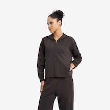 Lescon Kahverengi Kadın Fermuarlı Kapüşonlu Sweatshirt 26n-2105