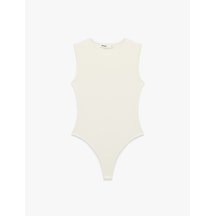 Koton Slim Fit Bisiklet Yaka Kolsuz Bodysuit Ekru 6sak10103ek Ekru