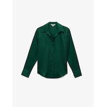 Koton Regular Fit Uzun Kollu Düğmeli Saten Gömlek Yeşil 6wak60113pw Zeytin Yeşili