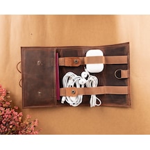 Deri Kablo Aksesuar Taşıma Çantası G2 Antik Kahve