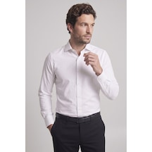 Slim Fit İtalyan Yaka Pamuklu Kolay Ütülenebilir Beyaz Gömlek Gk 761