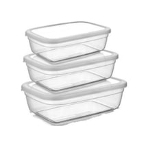 Asude Asd027 Maya Dikdörtgen 3'lü Şeffaf Saklama Set 500-900-1500 Ml Çok Renkli