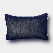 "navy Zebra" Desenli Kırlent Kılıfı - 30x50 - Gümüş Lacivert - Gümüş