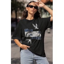 Sevbano Özel Tasarım Billie Eilish Baskılı Unisex Oversize Şarkıcı Tişört Siyah