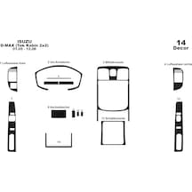 Isuzu D Max Tek Kabin 2x2 Konsol-torpido Kaplama 2005-2006 14 Parça-siyah Karbon Siyah Karbon