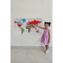 Harita Sepeti Eğitici Ülke Ve Başkent Detaylı Atlası Dekoratif Dünya Haritası Duvar Sticker -3853-a-60 X 105 CM